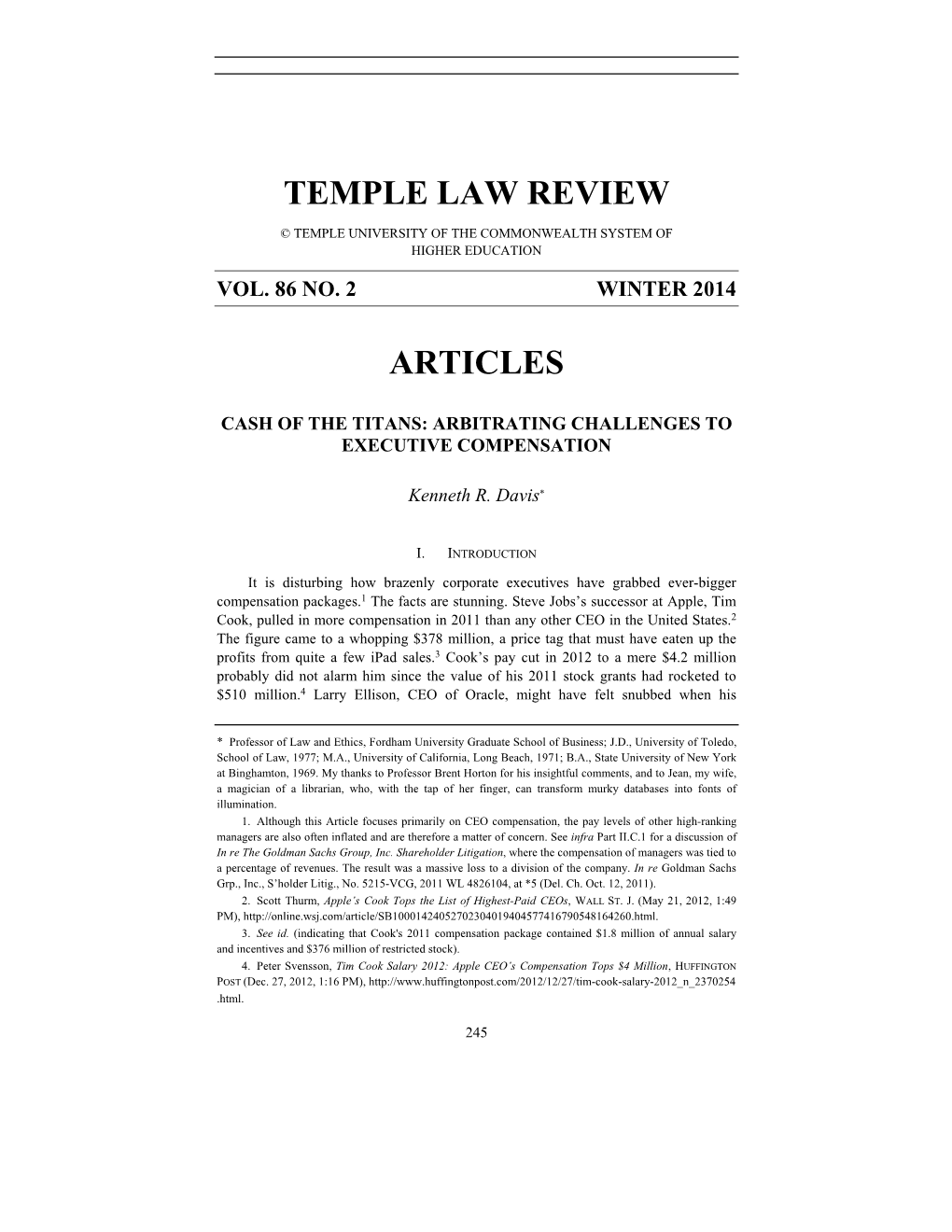 Temple Law Review Articles