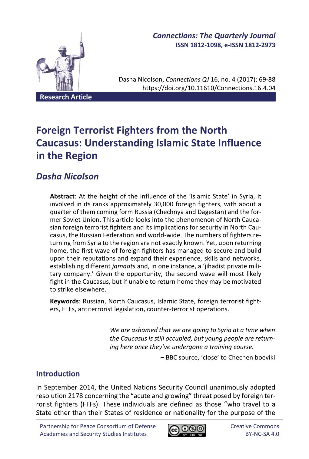 Foreign Terrorist Fighters from the North Caucasus: Understanding Islamic State Influence in the Region