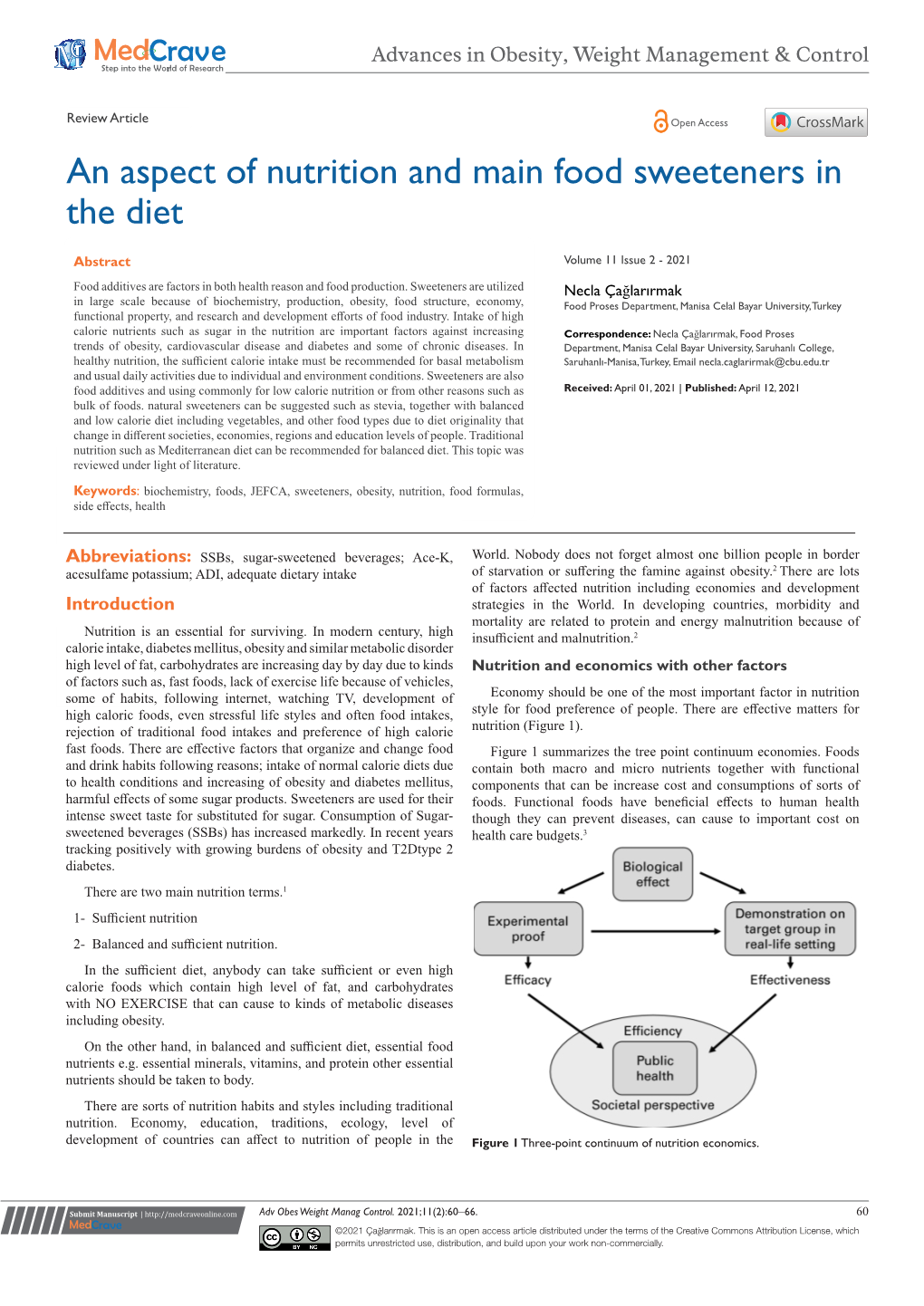 An Aspect of Nutrition and Main Food Sweeteners in the Diet