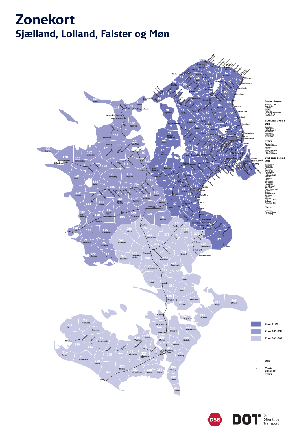 Zonekort Sjælland, Lolland, Falster Og Møn