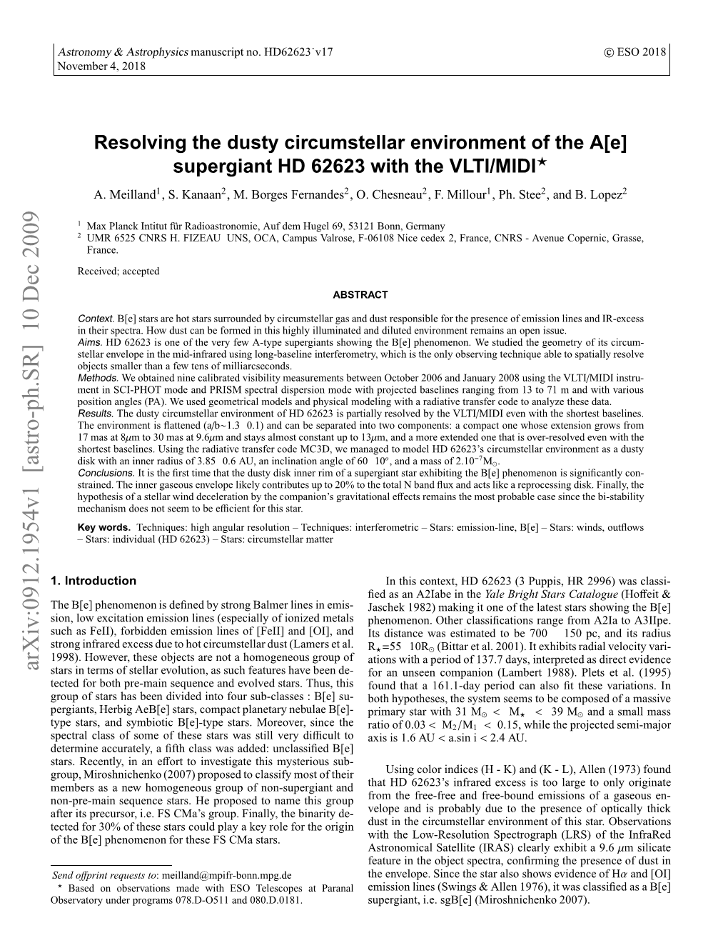 Resolving the Dusty Circumstellar Environment of the a [E] Supergiant HD 62623 with the VLTI/MIDI