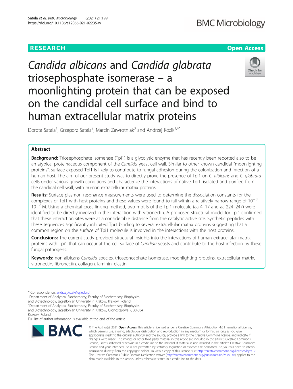 Candida Albicans and Candida Glabrata Triosephosphate Isomerase