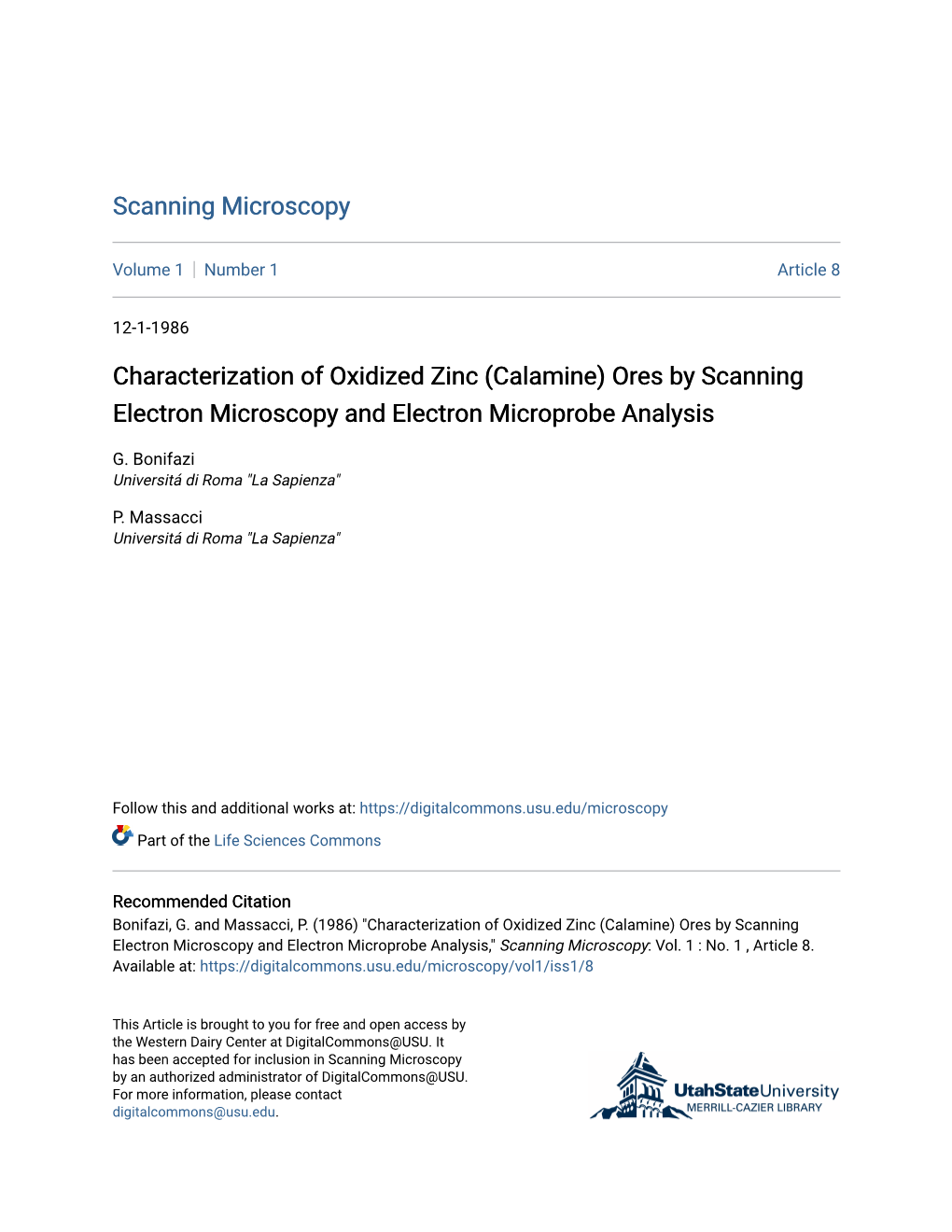 Characterization of Oxidized Zinc (Calamine) Ores by Scanning Electron Microscopy and Electron Microprobe Analysis