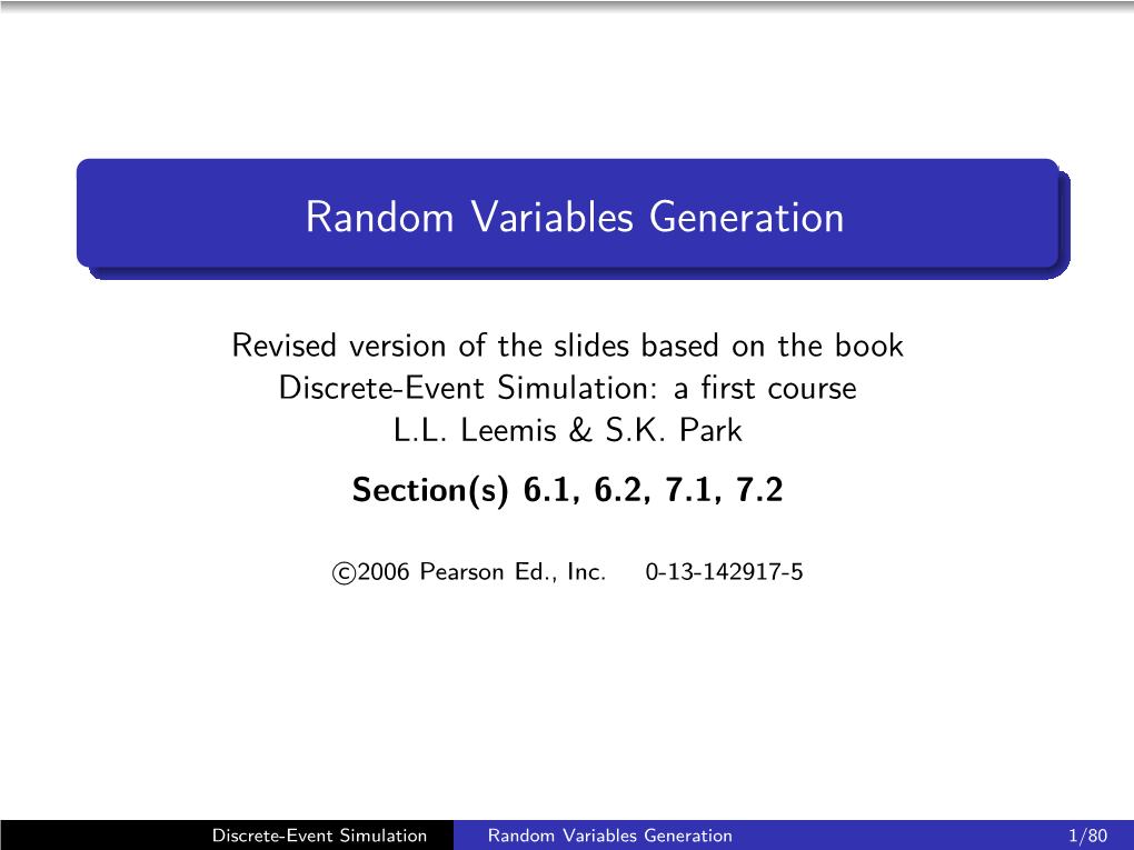 Random Variables Generation