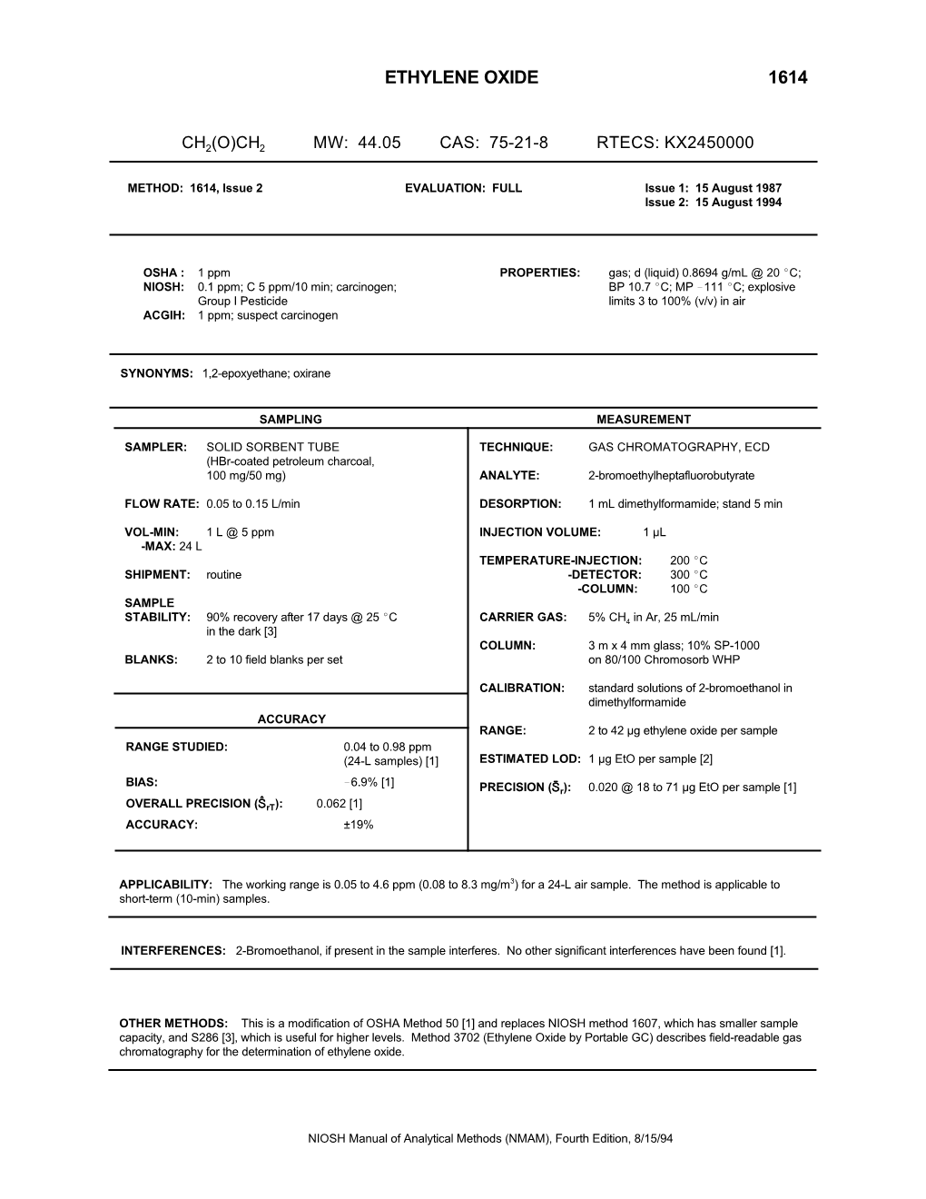 Ethylene Oxide 1614