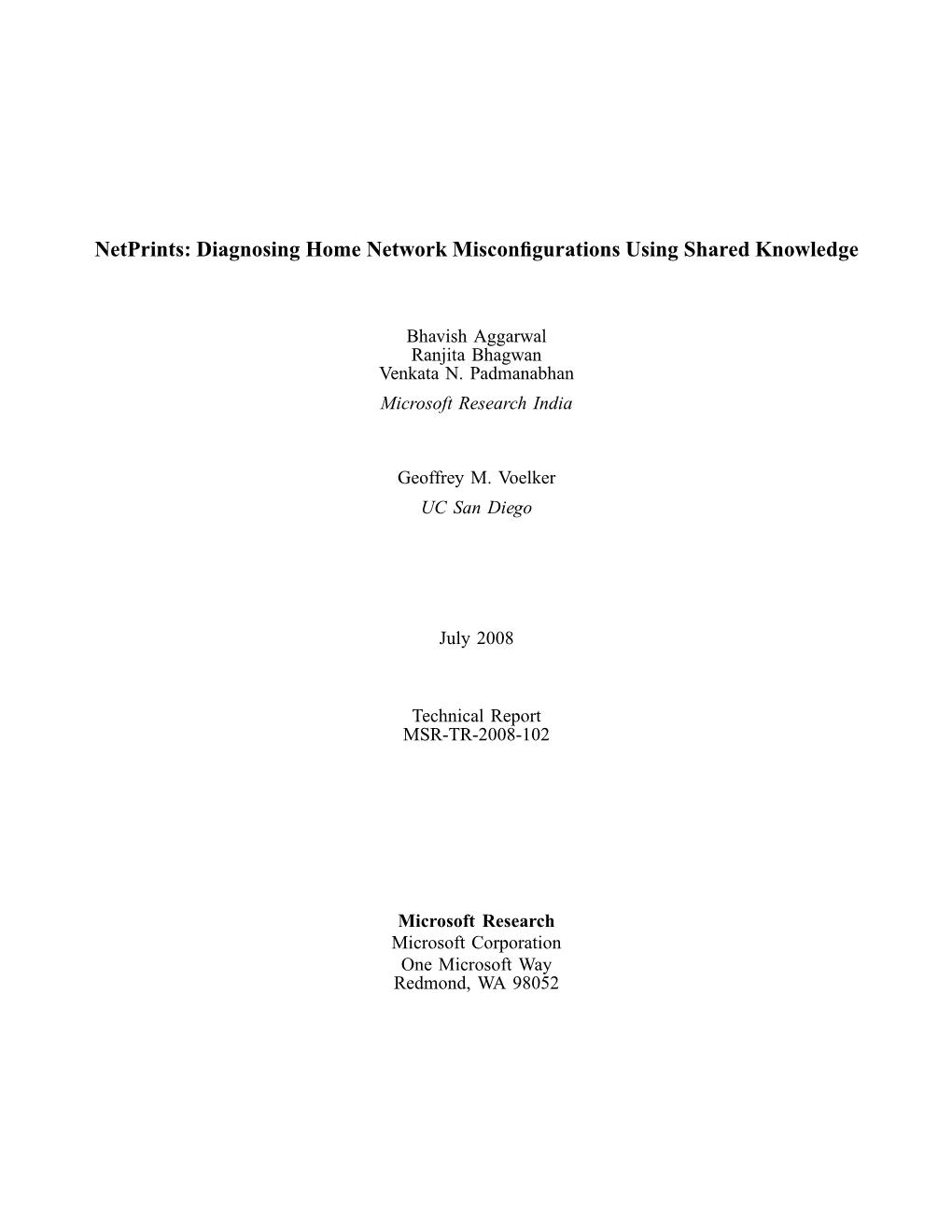 Netprints: Diagnosing Home Network Misconfigurations Using