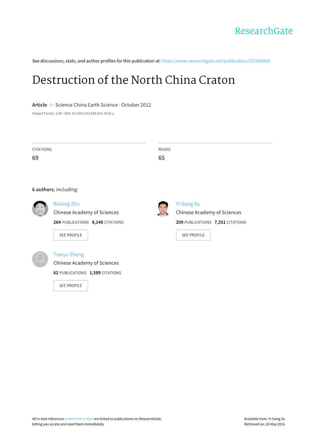 Destruction of the North China Craton