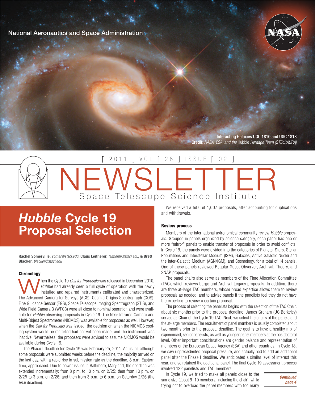 Stsci Newsletter: 2011 Volume 028 Issue 02