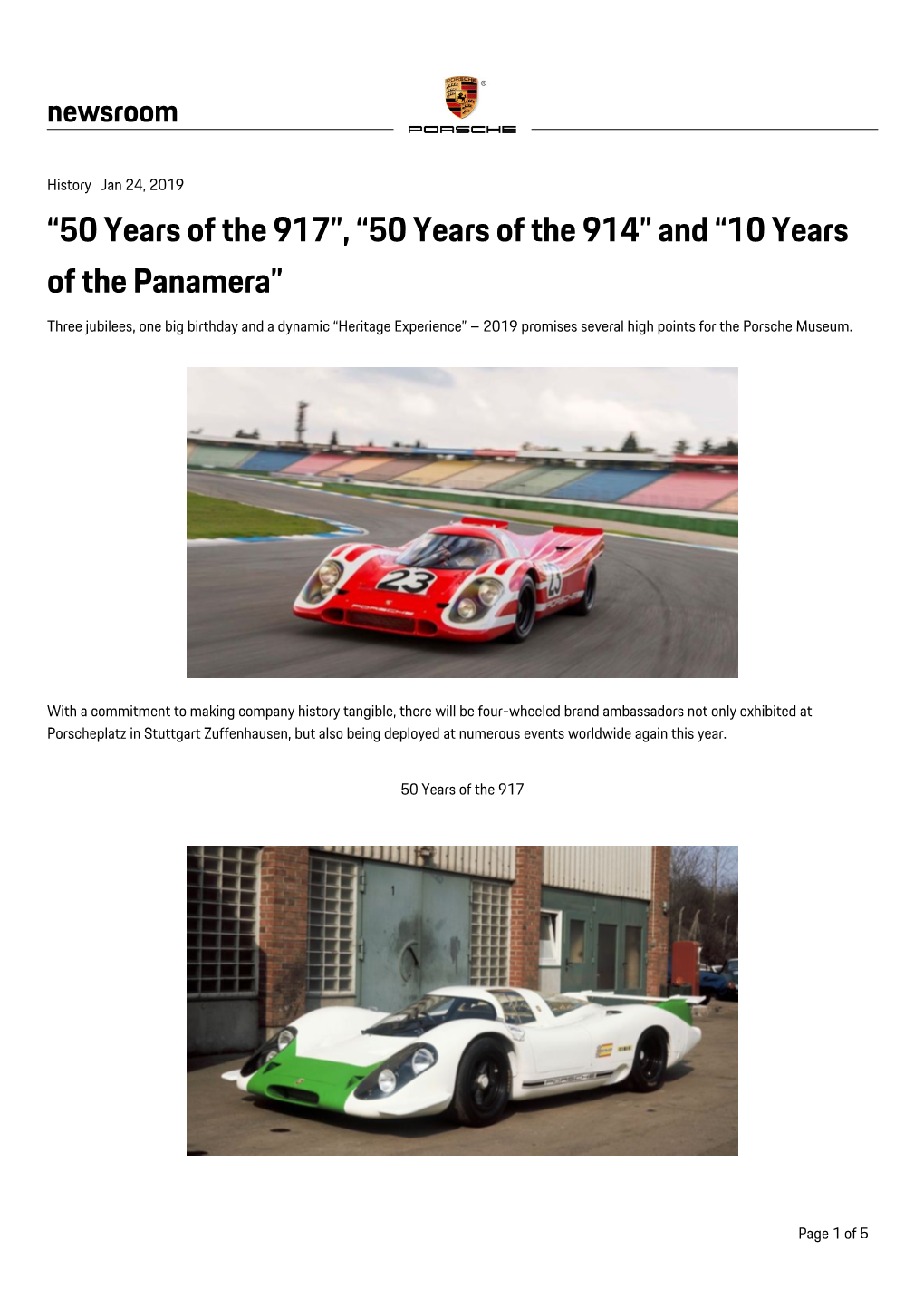 “50 Years of the 914” and “10 Years of the Panamera”