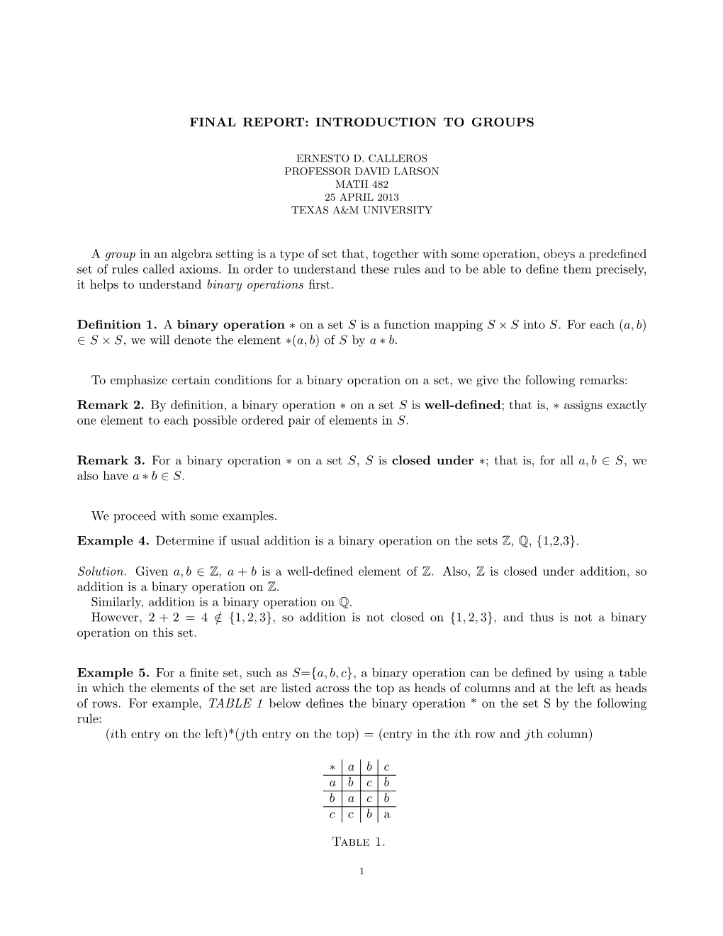 Ernesto Calleros: an Introduction to Group Theory