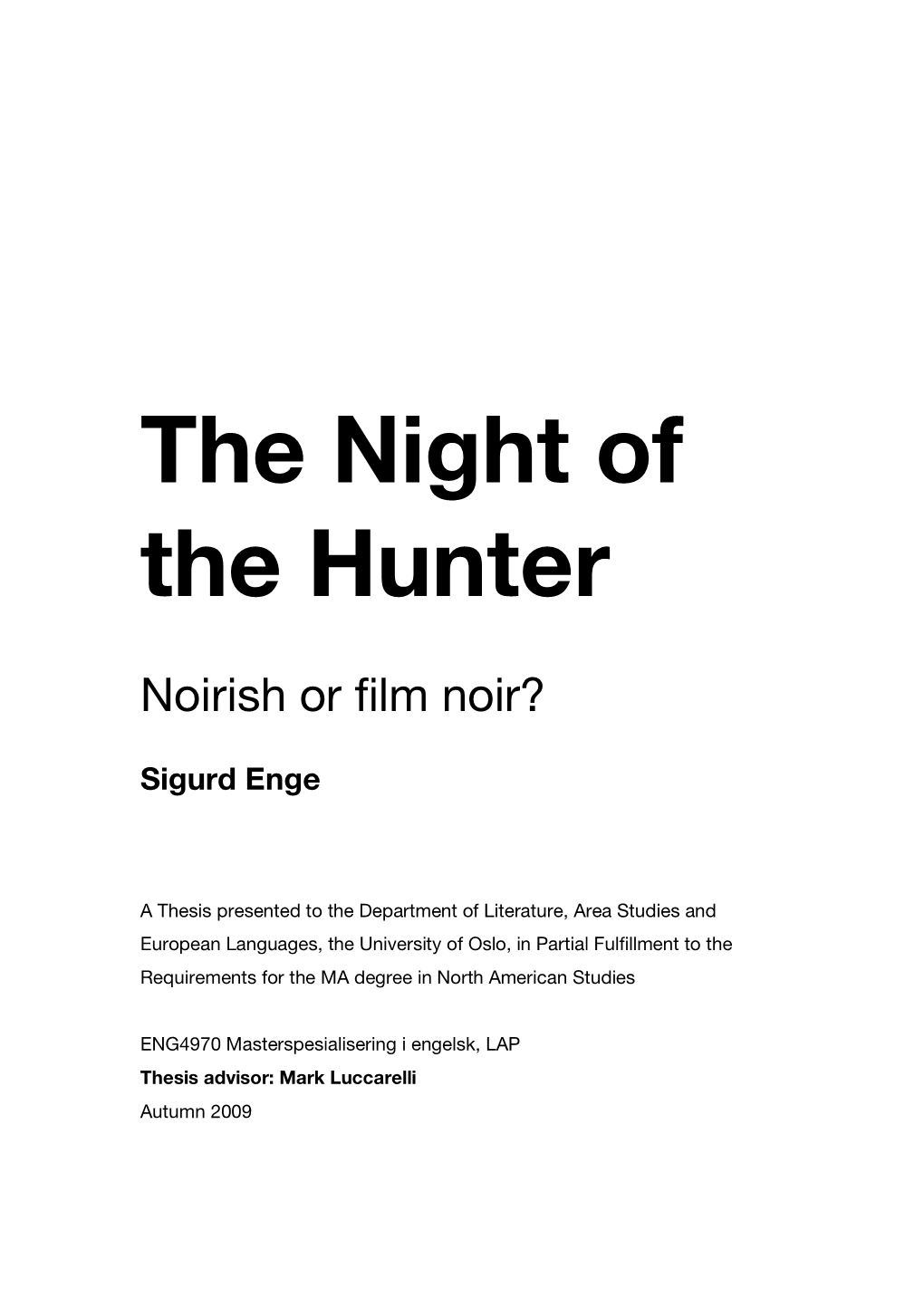 The Night of the Hunter: Noirish Or Film Noir?