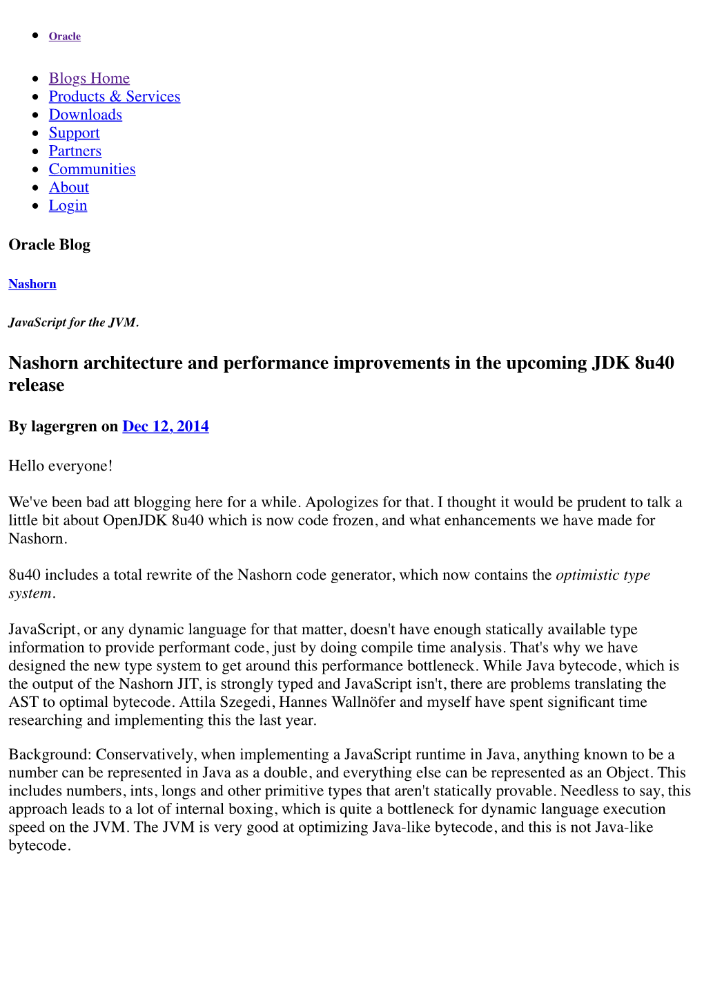 Nashorn Architecture and Performance Improvements in the Upcoming JDK 8U40 Release