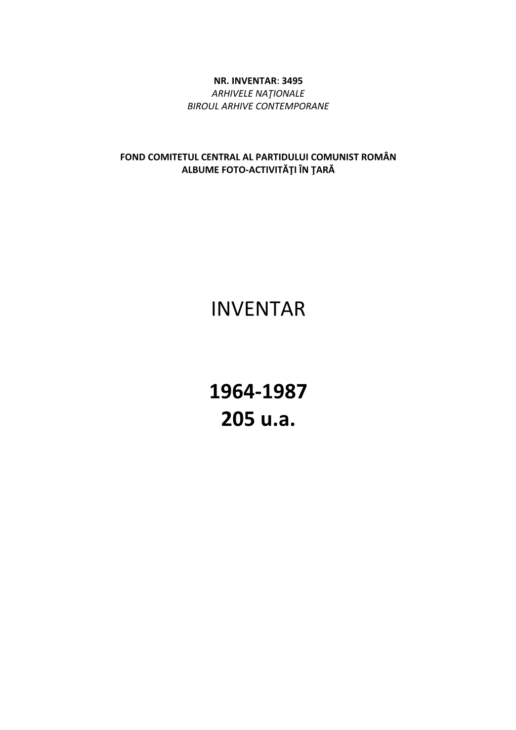 INVENTAR 1964-1987 205 U.A