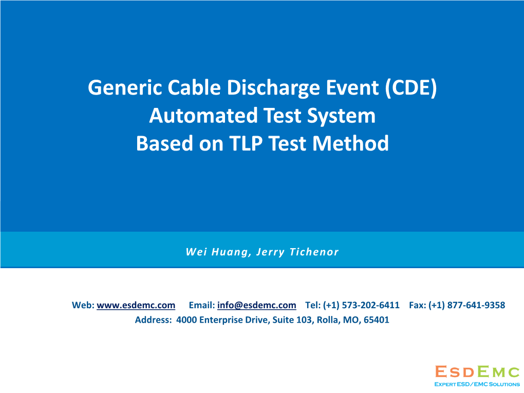 Generic Cable Discharge Event (CDE) Automated Test System Based on TLP Test Method