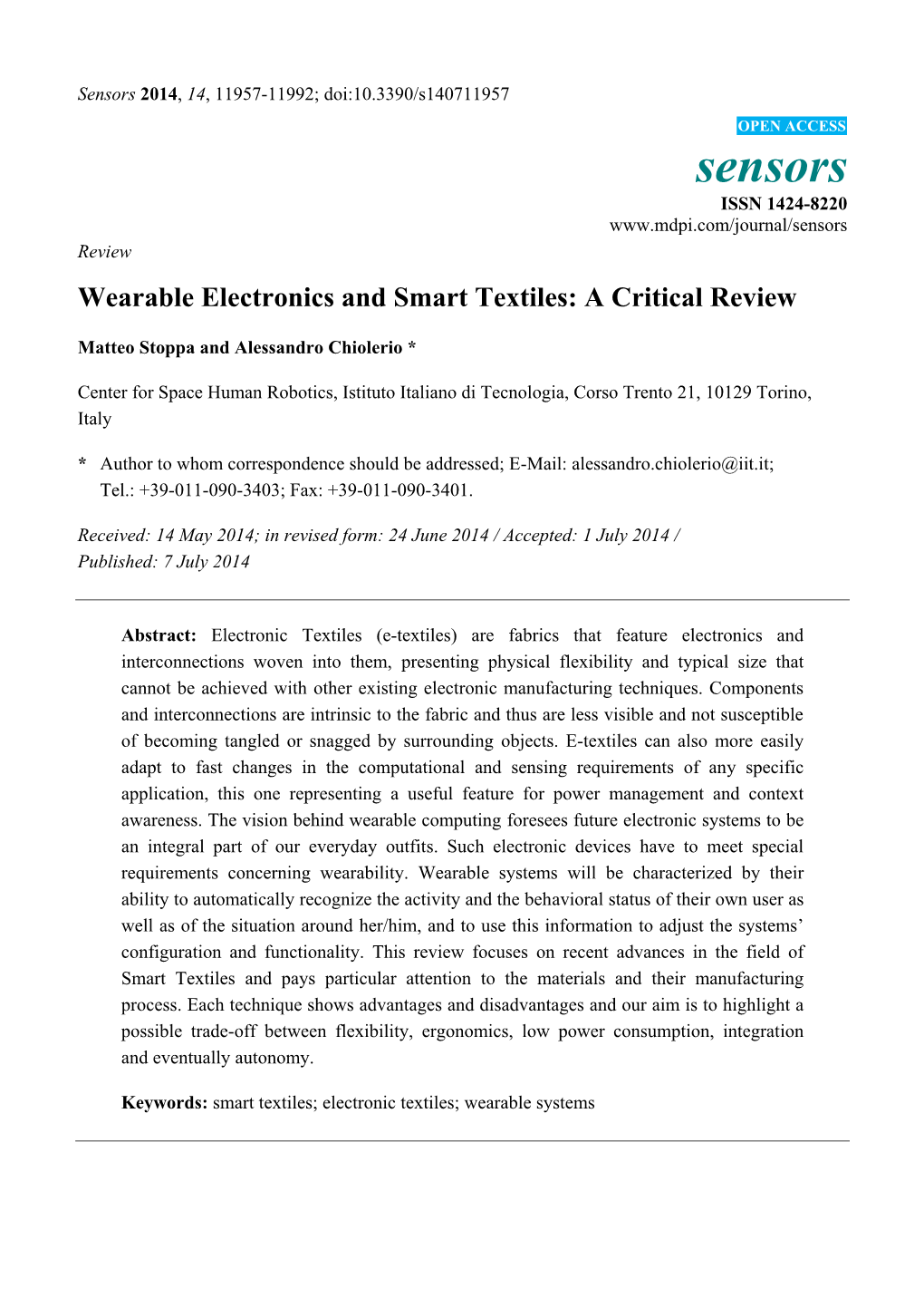 Wearable Electronics and Smart Textiles: a Critical Review