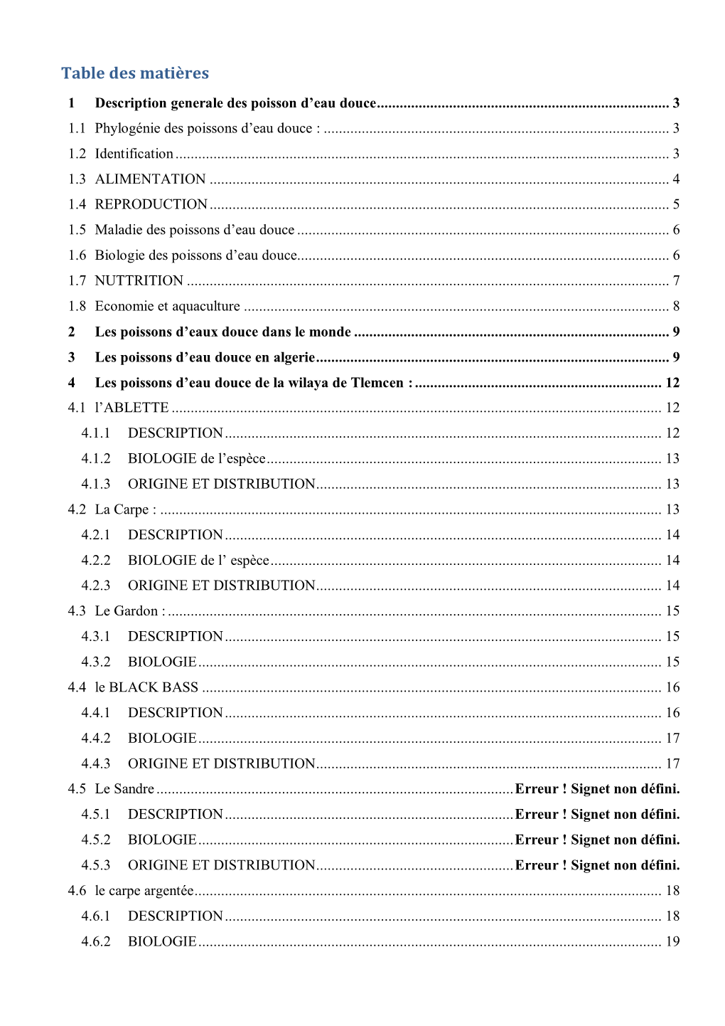 Table Des Matières