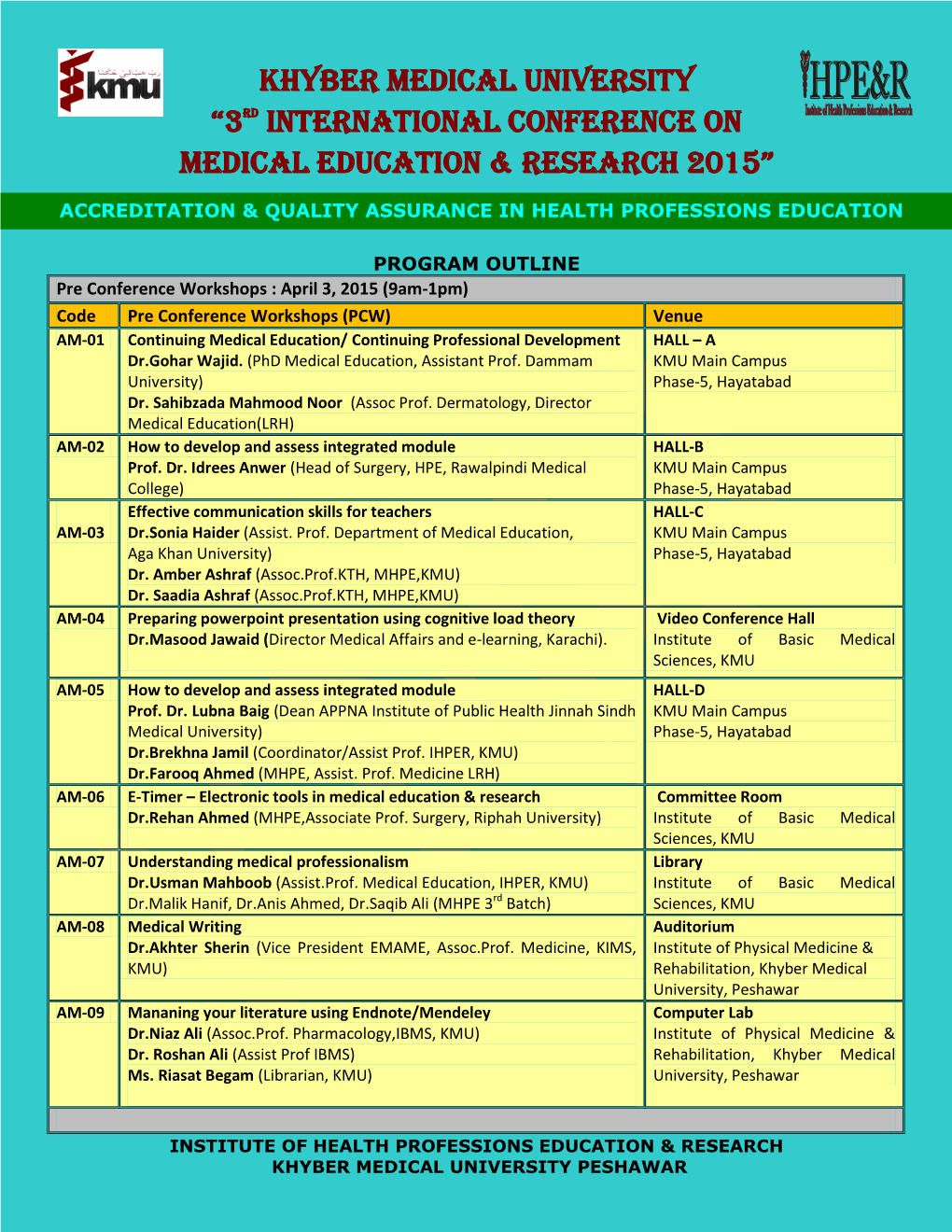Kmu-Annual Health Research Conference 2012