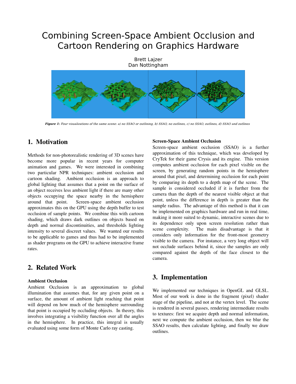 Combining Screen-Space Ambient Occlusion and Cartoon Rendering on Graphics Hardware