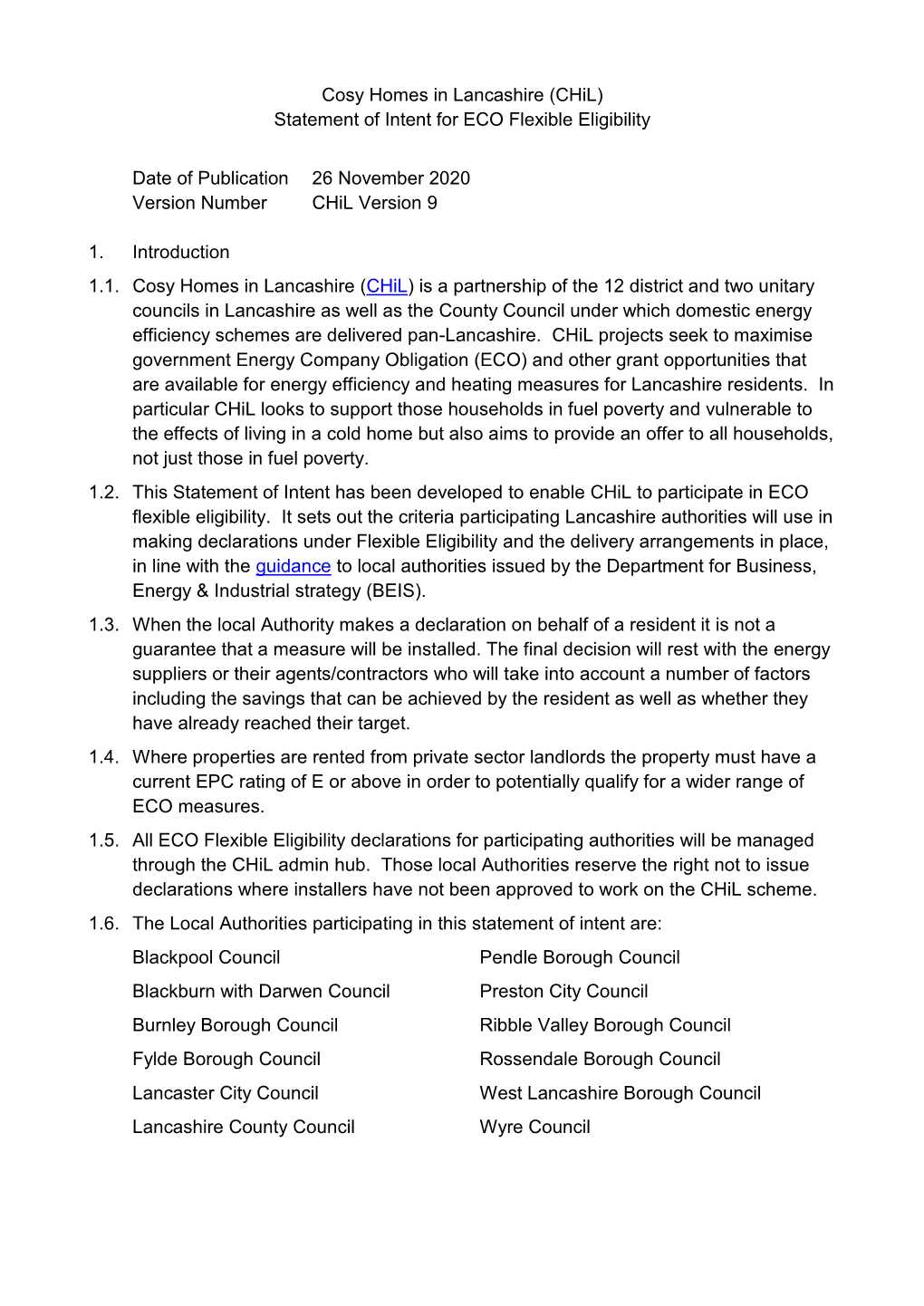 (Chil) Statement of Intent for ECO Flexible Eligibility Date Of