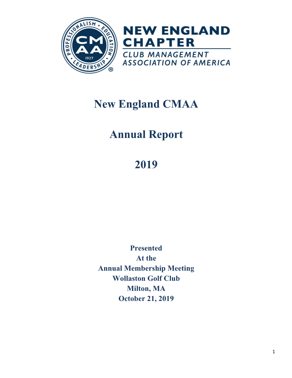 New England CMAA Annual Report 2019