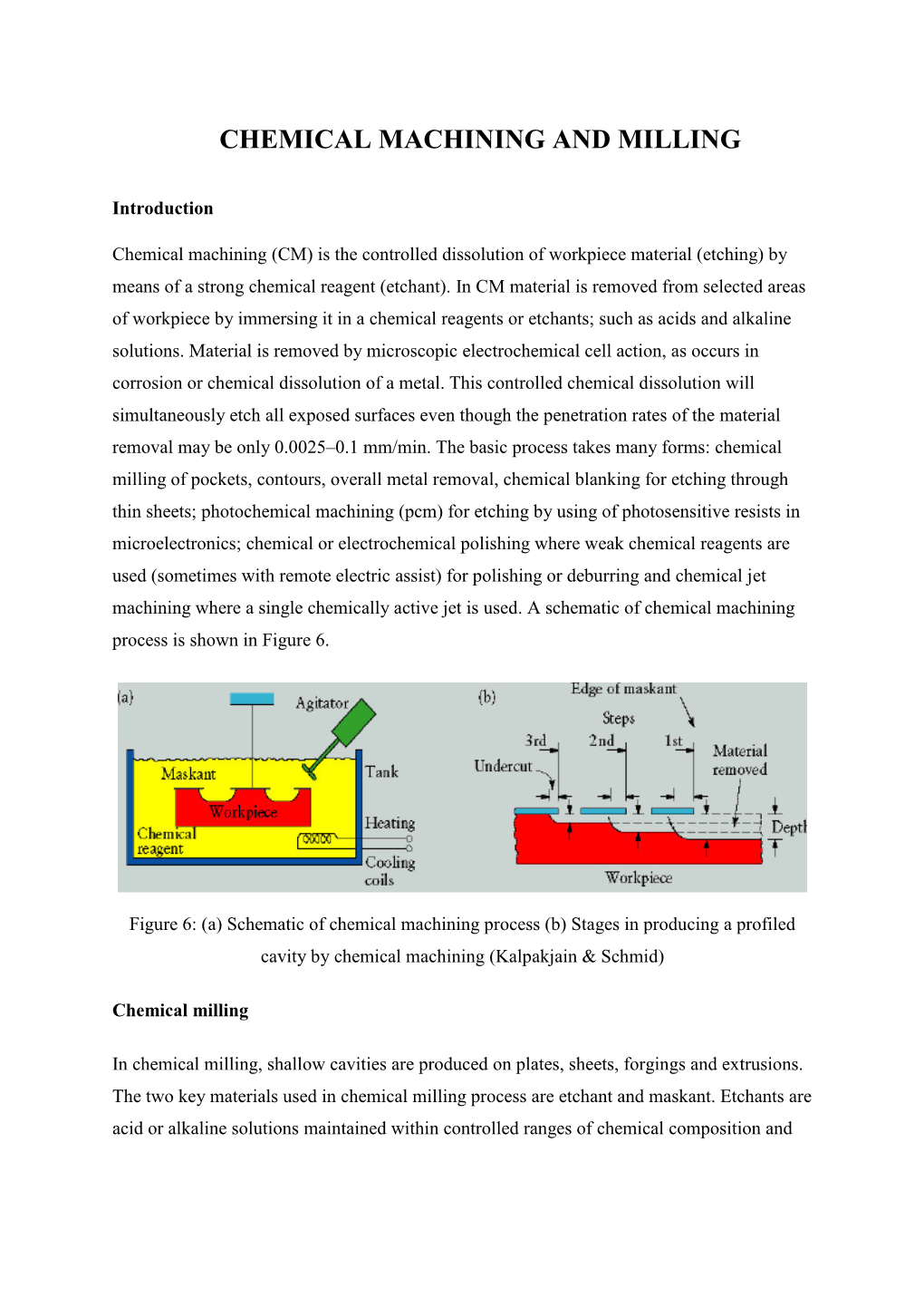 Chemical Machining and Milling