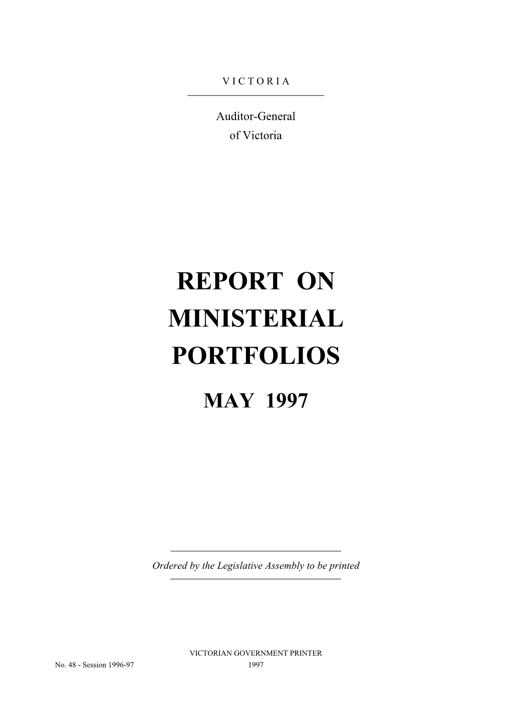Report on Ministerial Portfolios May 1997
