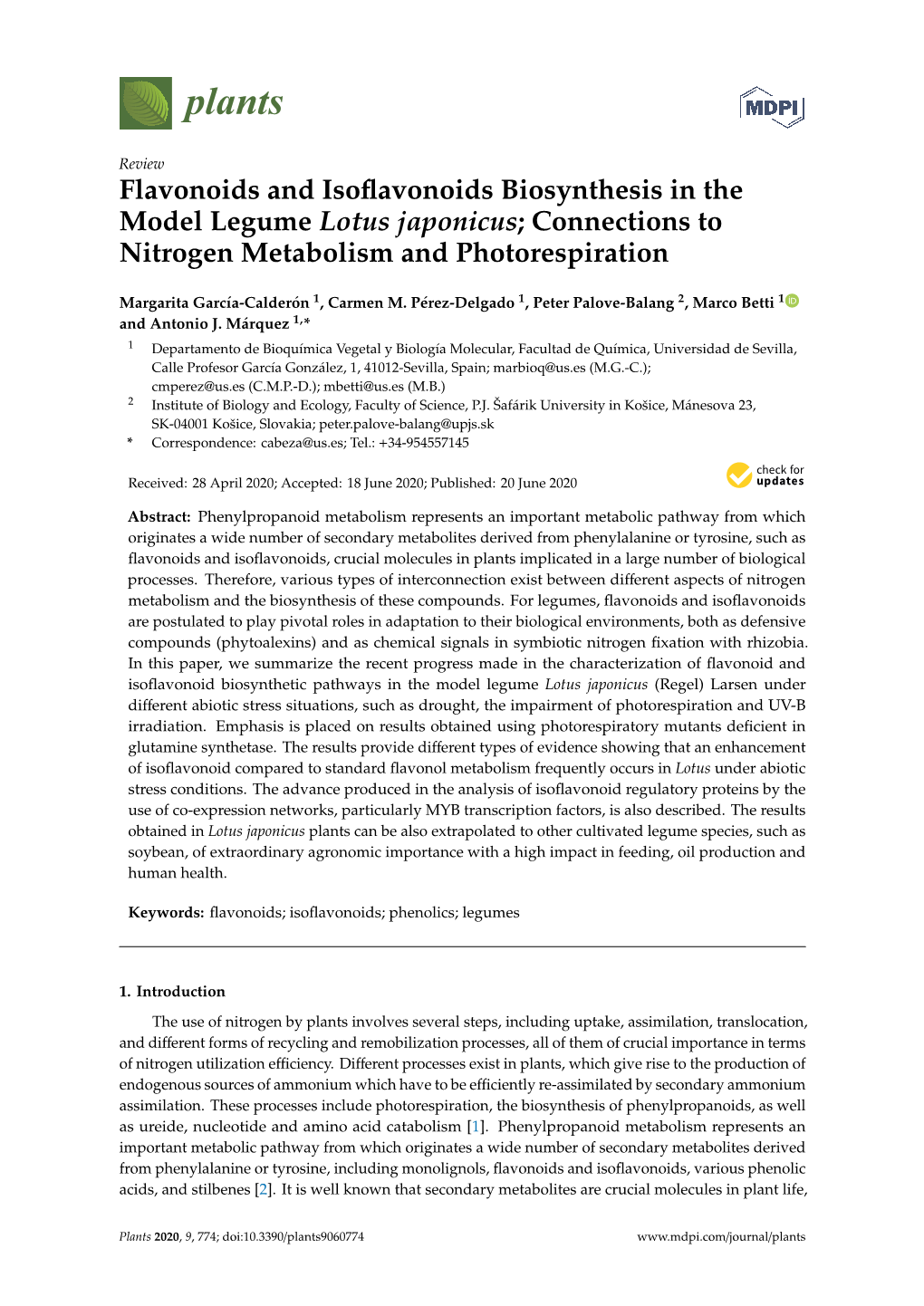 Flavonoids and Isoflavonoids Biosynthesis in the Model