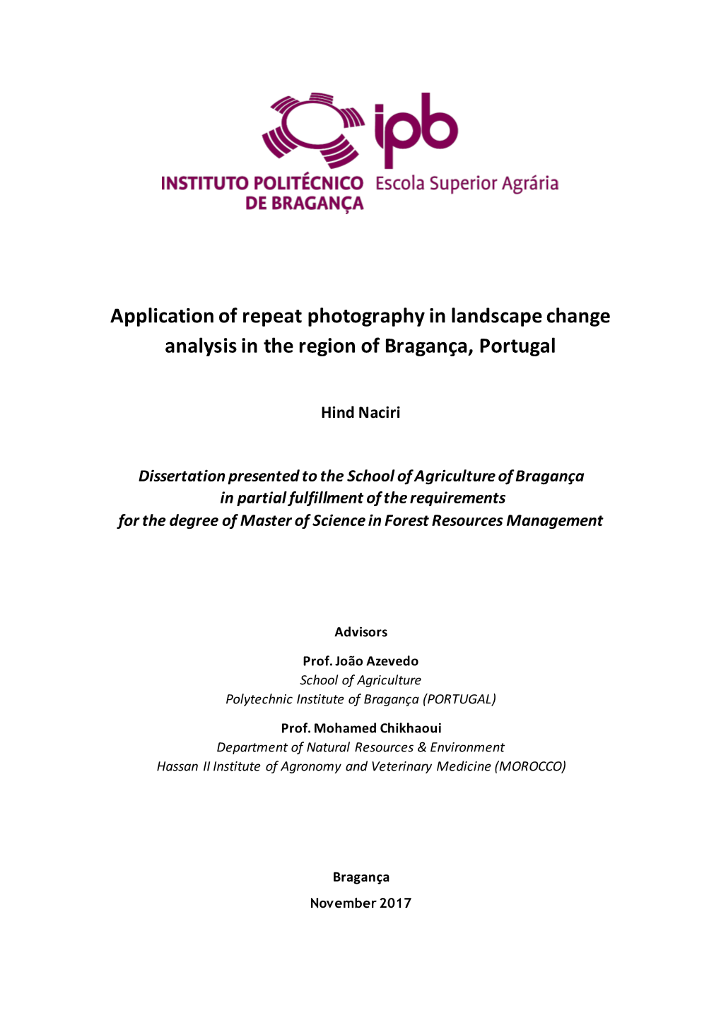 Application of Repeat Photography in Landscape Change Analysis in the Region of Bragança, Portugal