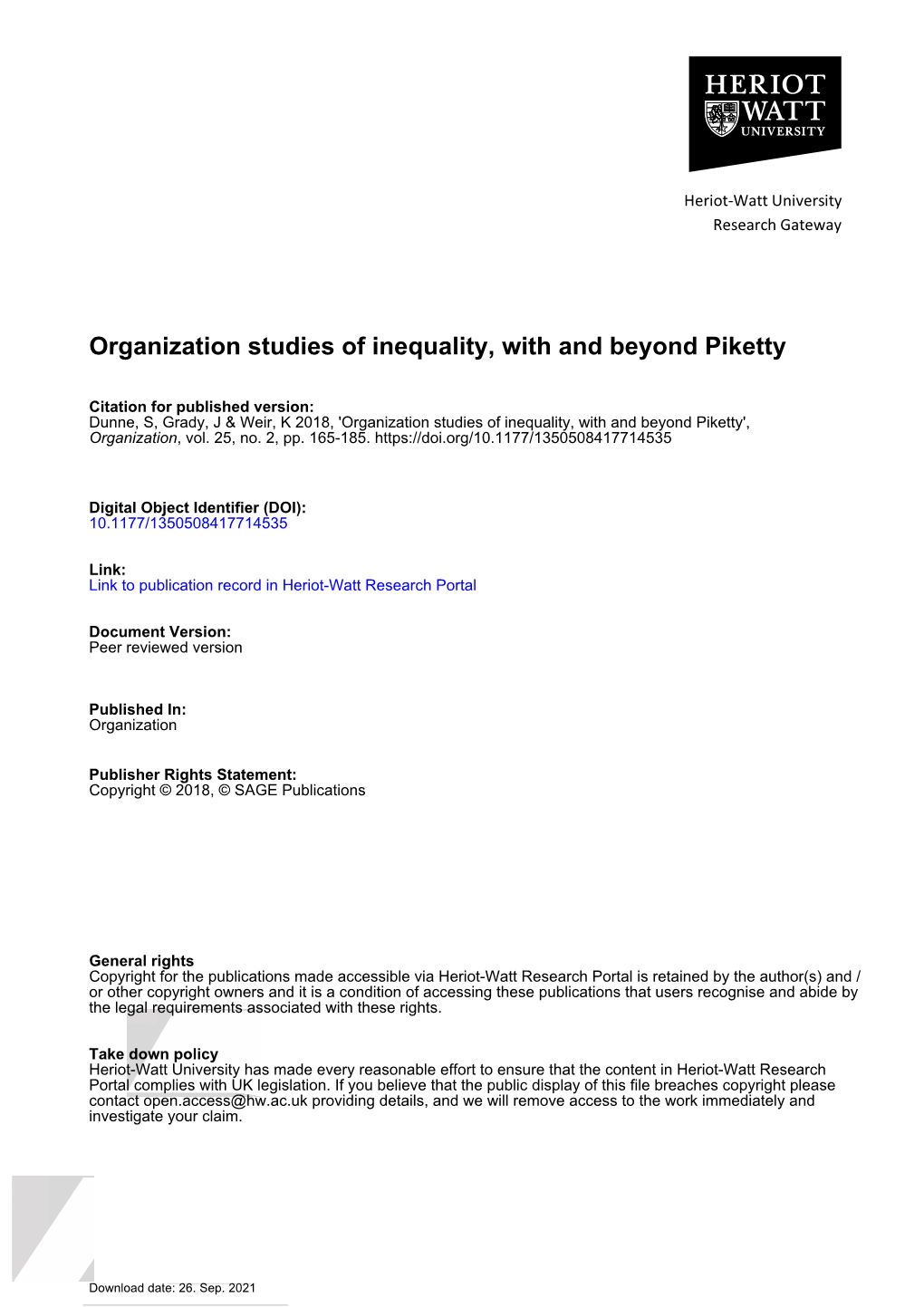 Organization Studies of Inequality, with and Beyond Piketty