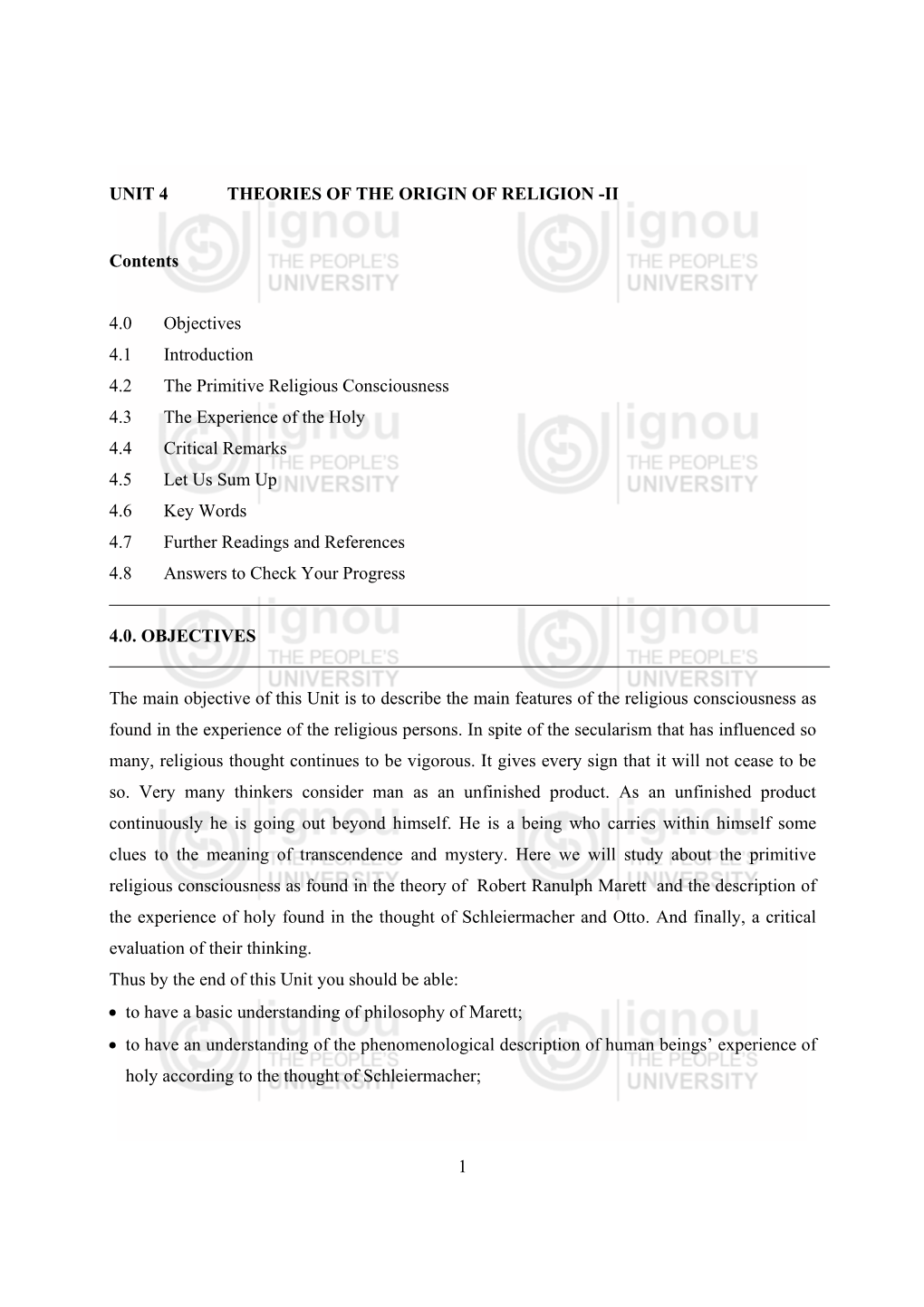 1 Unit 4 Theories of the Origin of Religion