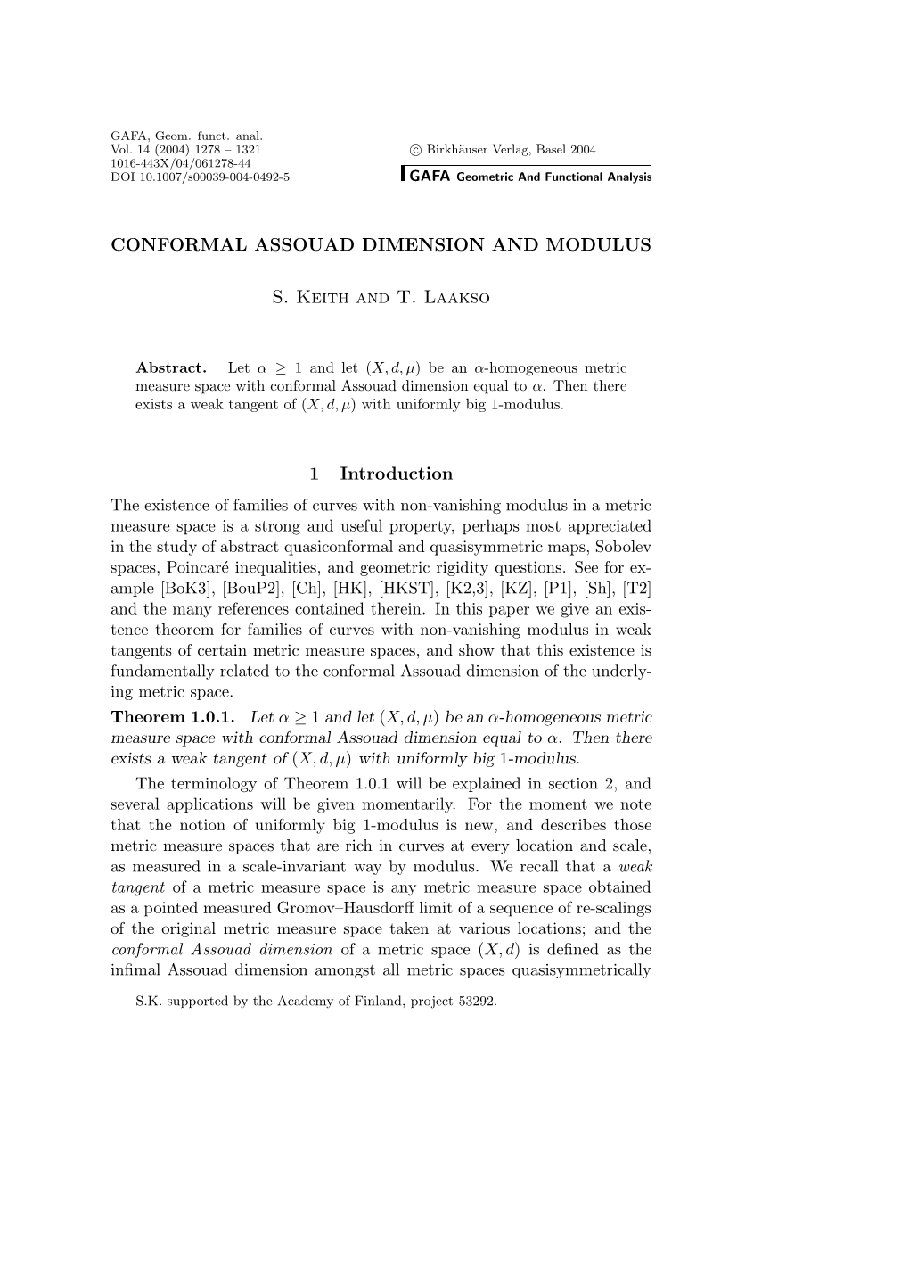 Conformal Assouad Dimension and Modulus S