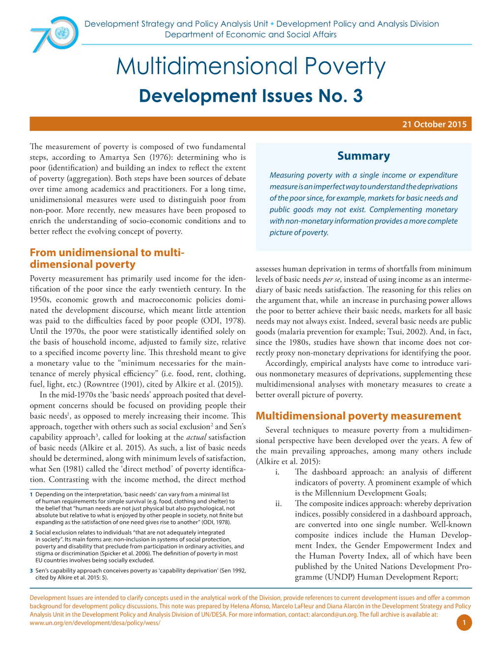 Multidimensional Poverty Index Sen, A