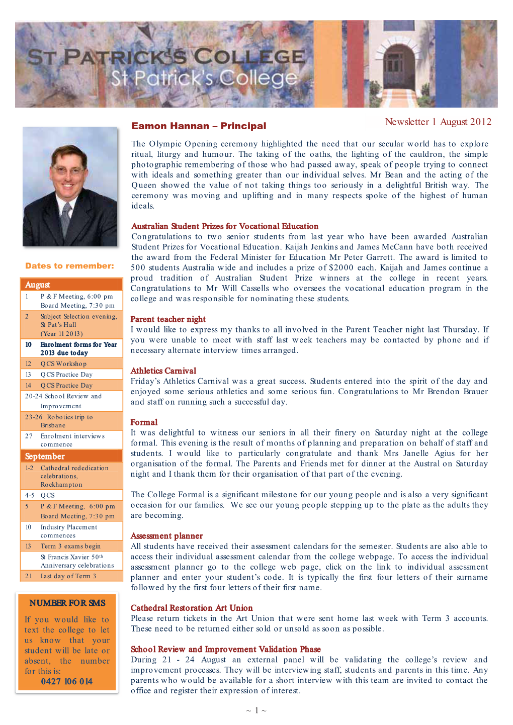 Newsletter 1 August 2012
