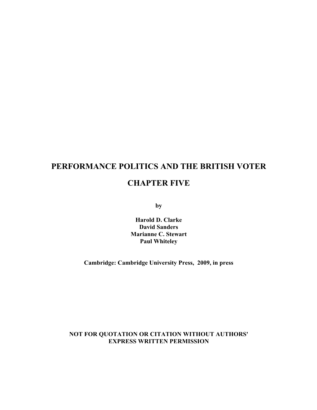 Performance Politics and the British Voter Chapter Five