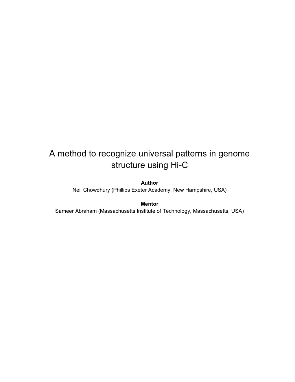 A Method to Recognize Universal Patterns in Genome Structure Using Hi-C