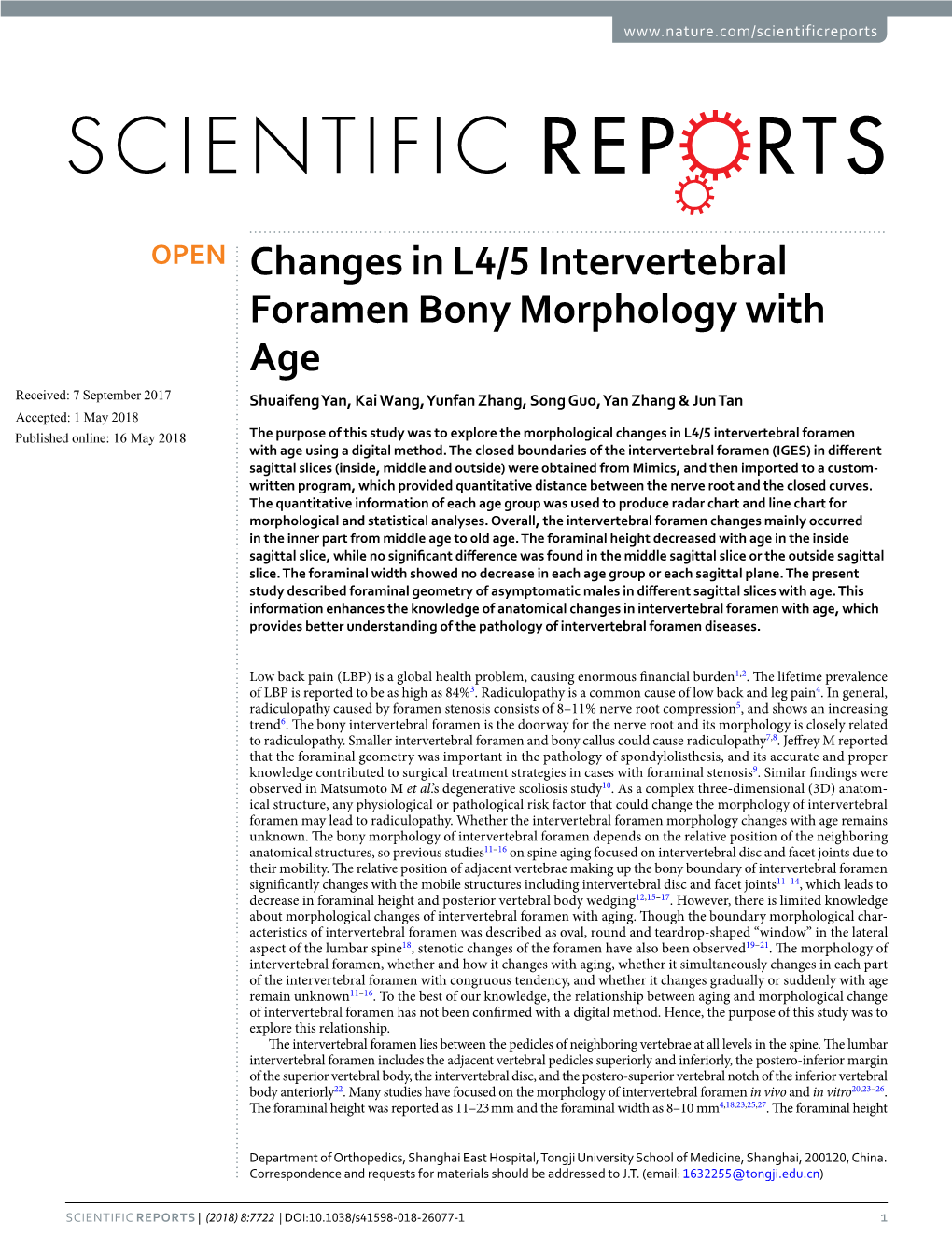 Changes in L4/5 Intervertebral Foramen Bony Morphology With