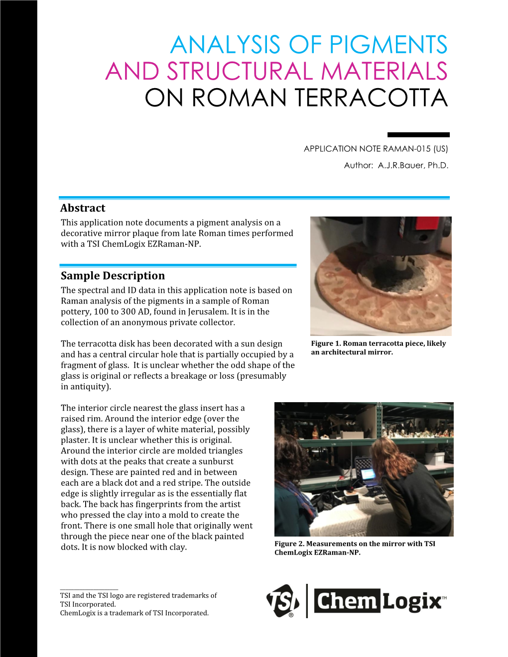 Analysis of Pigments and Structural Materials on Roman Terracotta