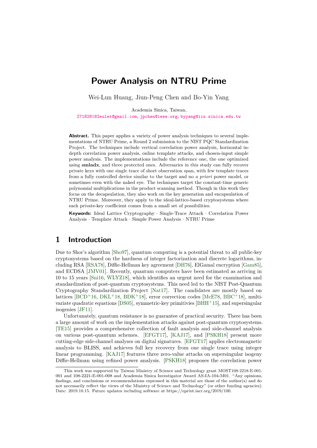 Power Analysis on NTRU Prime