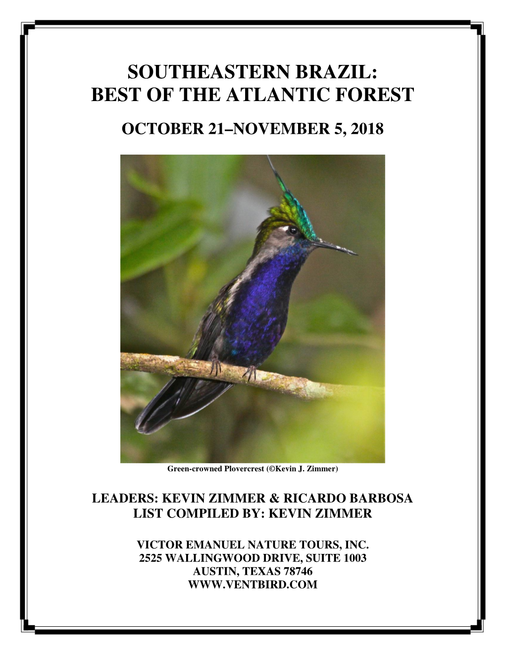Southeastern Brazil: Best of the Atlantic Forest