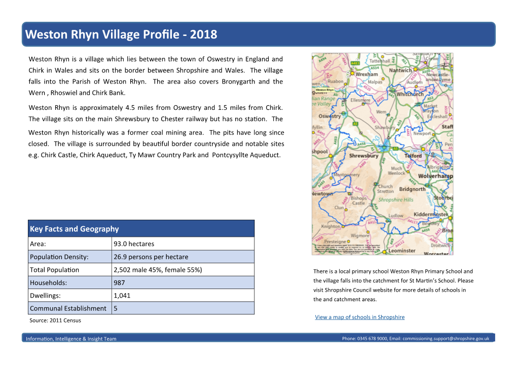 Weston Rhyn Village Profile - 2018