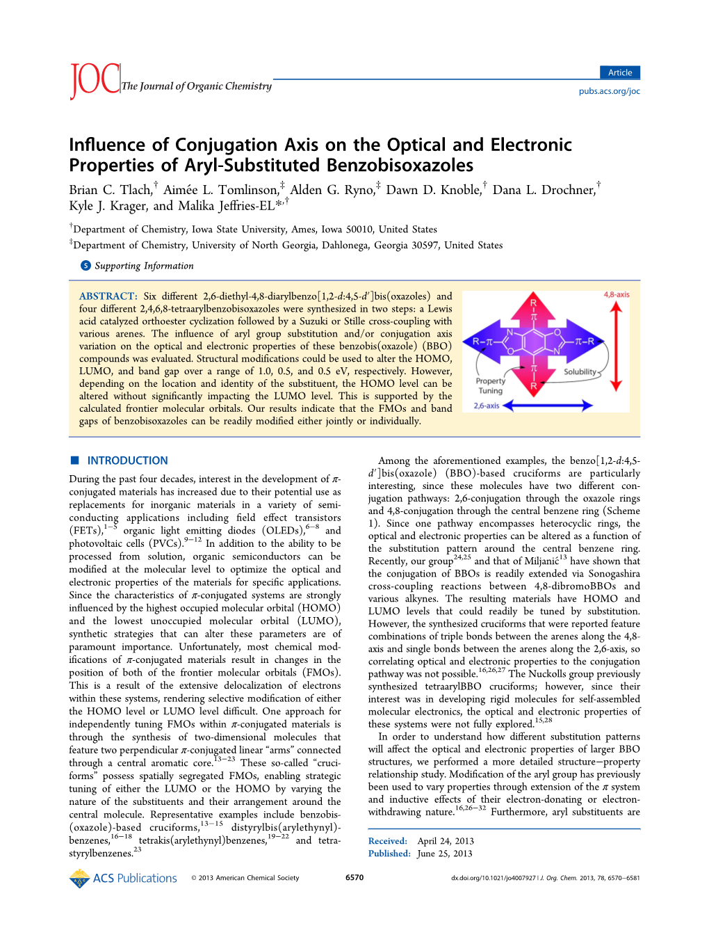 Influence of Conjugation Axis on the Optical and Electronic Properties Of