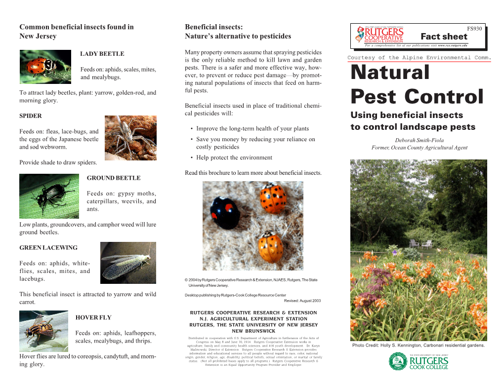 Natural Pest Control Using Beneficial Insects to Control Landscape Pests