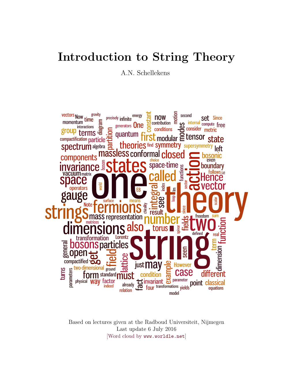 Introduction to String Theory A.N