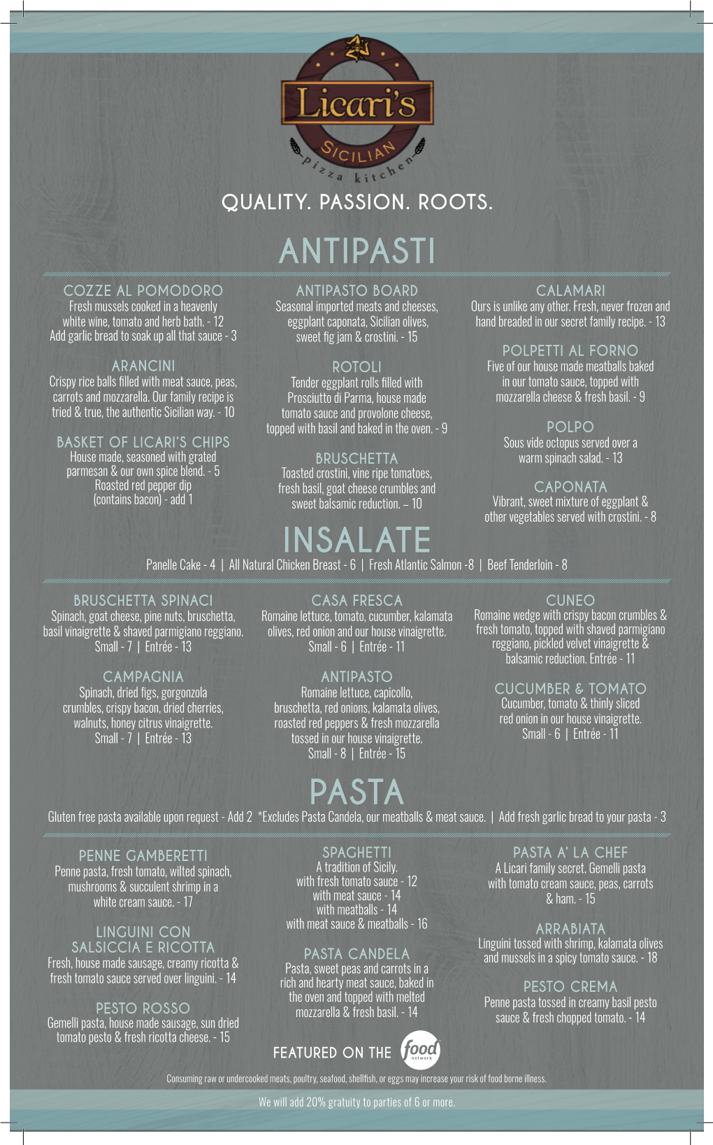 Antipasti Pasta Insalate