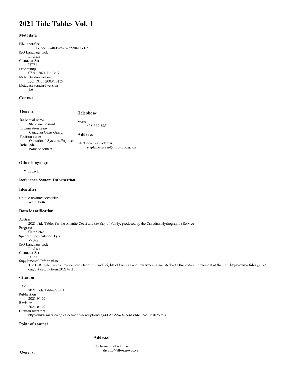 2021 Tide Tables Vol. 1