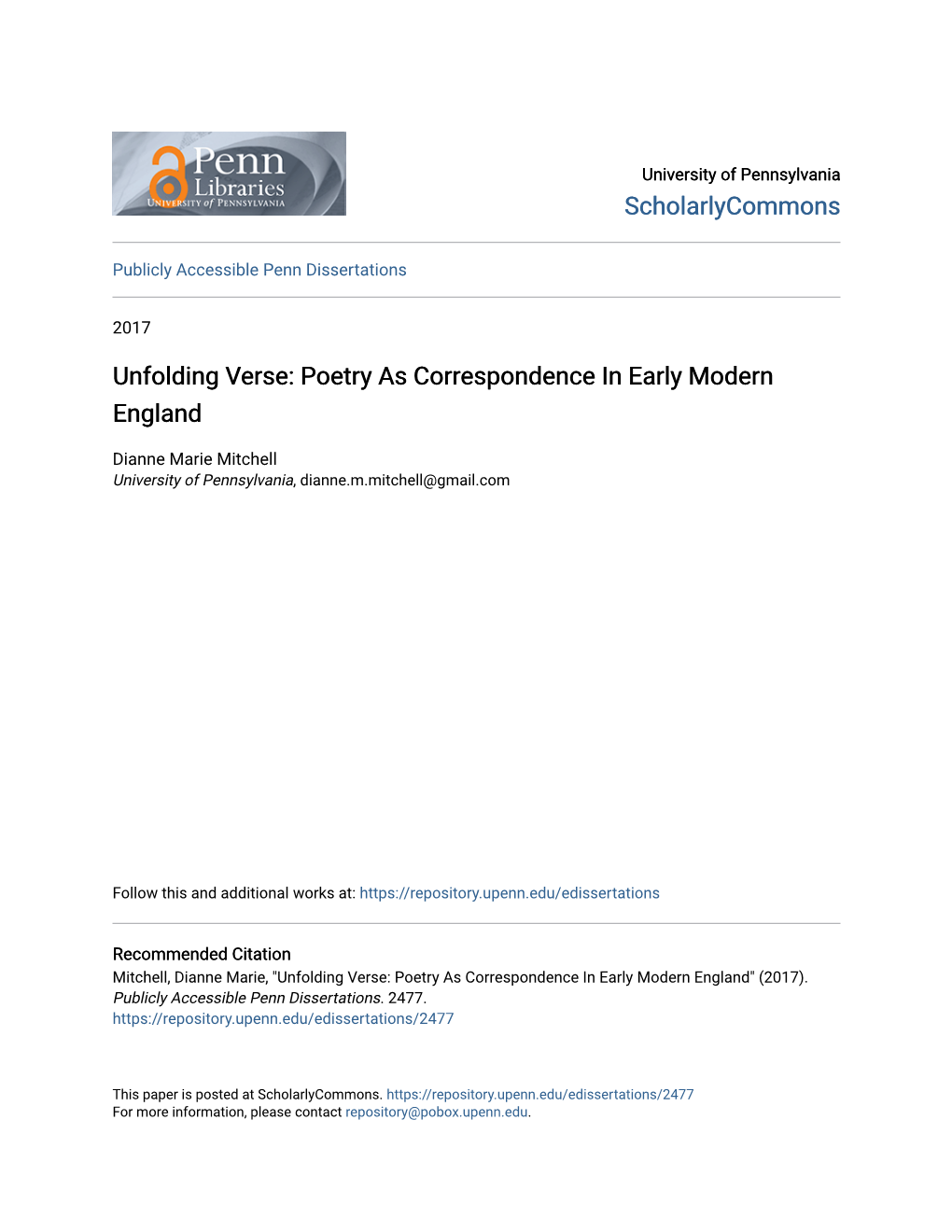 Poetry As Correspondence in Early Modern England