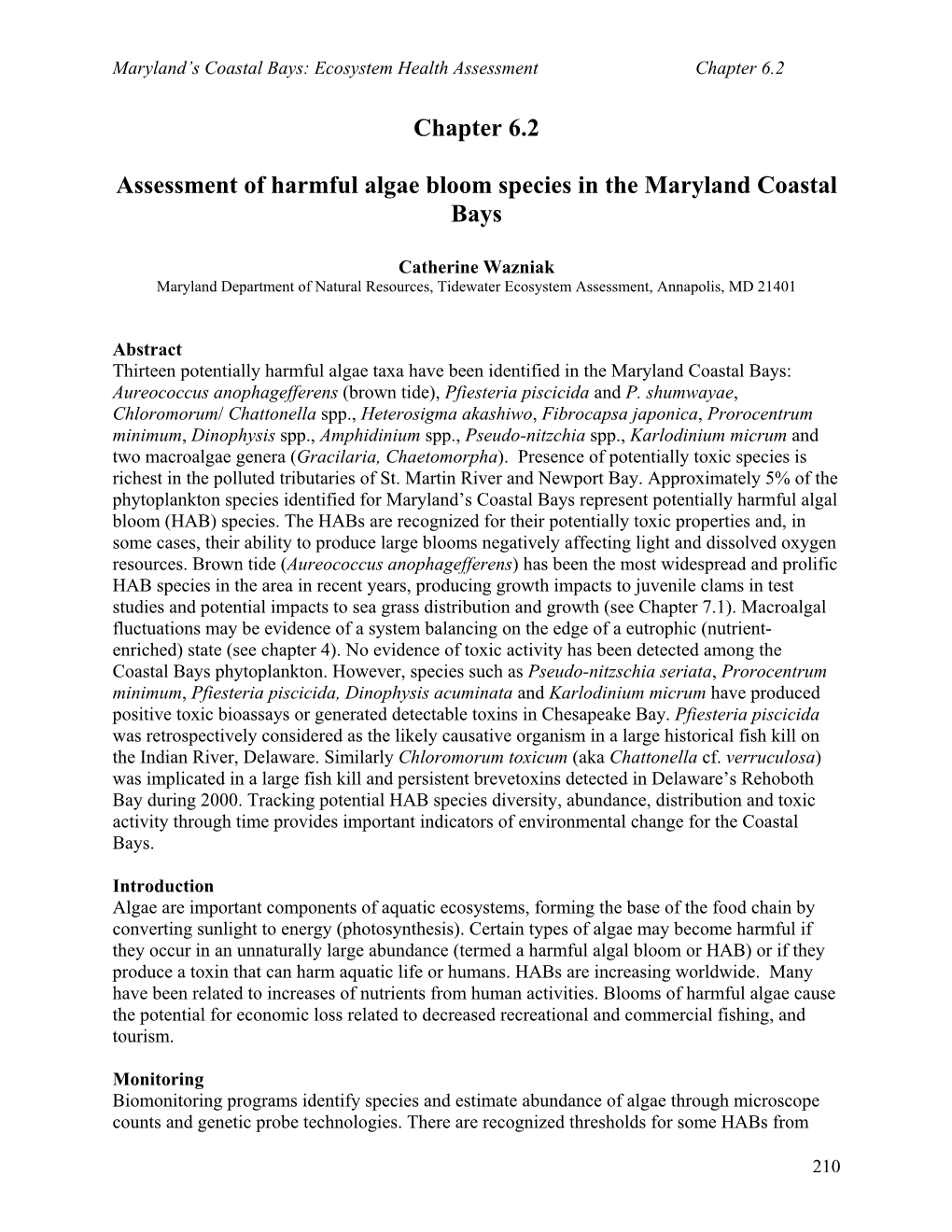 Chapter 6.2-Assessment of Harmful Algae Bloom