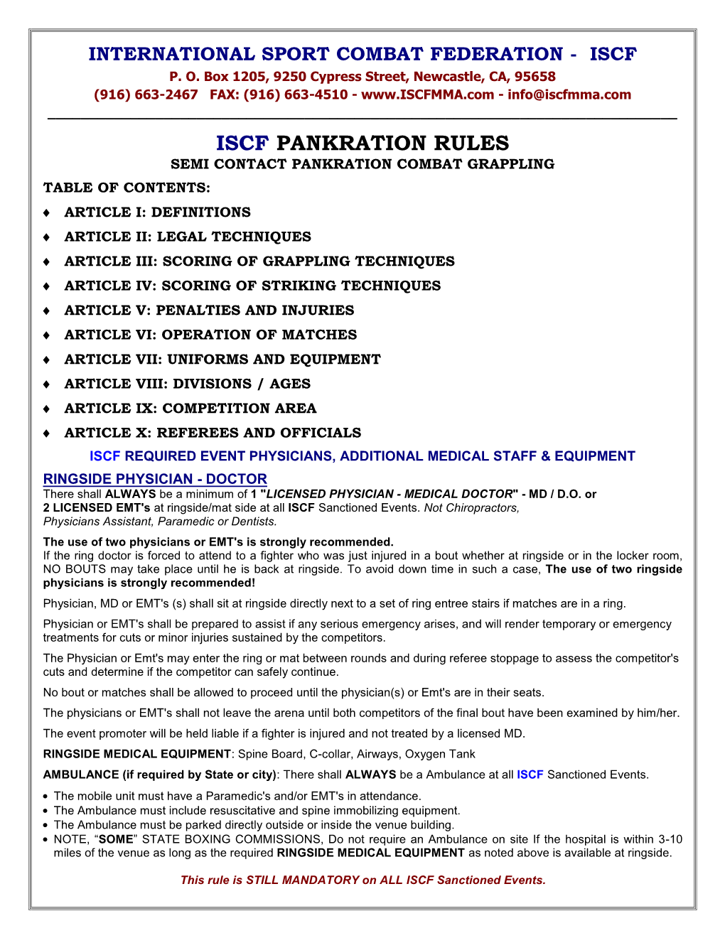 Iscf Pankration Rules