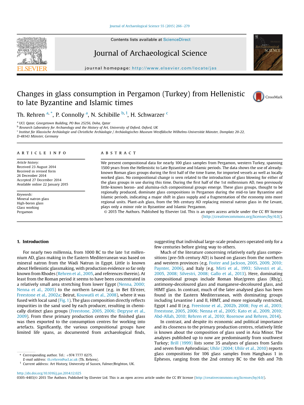 Changes in Glass Consumption in Pergamon (Turkey) from Hellenistic to Late Byzantine and Islamic Times