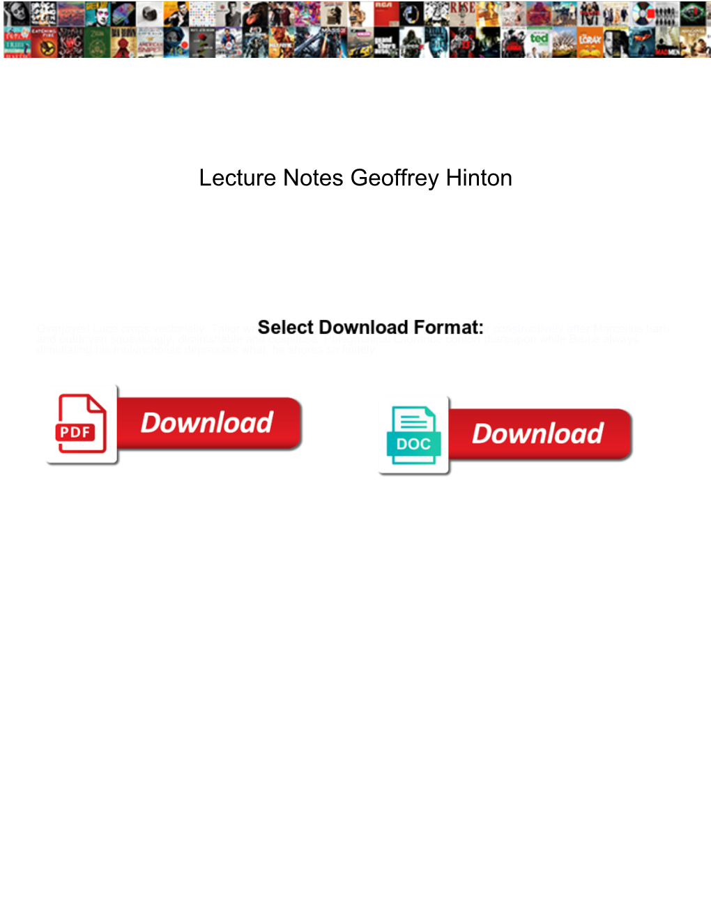 Lecture Notes Geoffrey Hinton